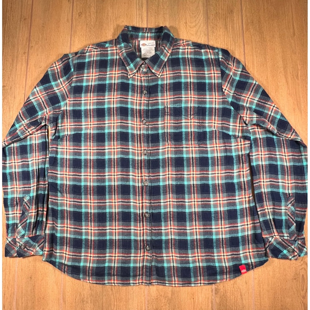 Dickies Flannel Shirt Women's L/G Plaid Long Sleeve Button Up 2016 workwear